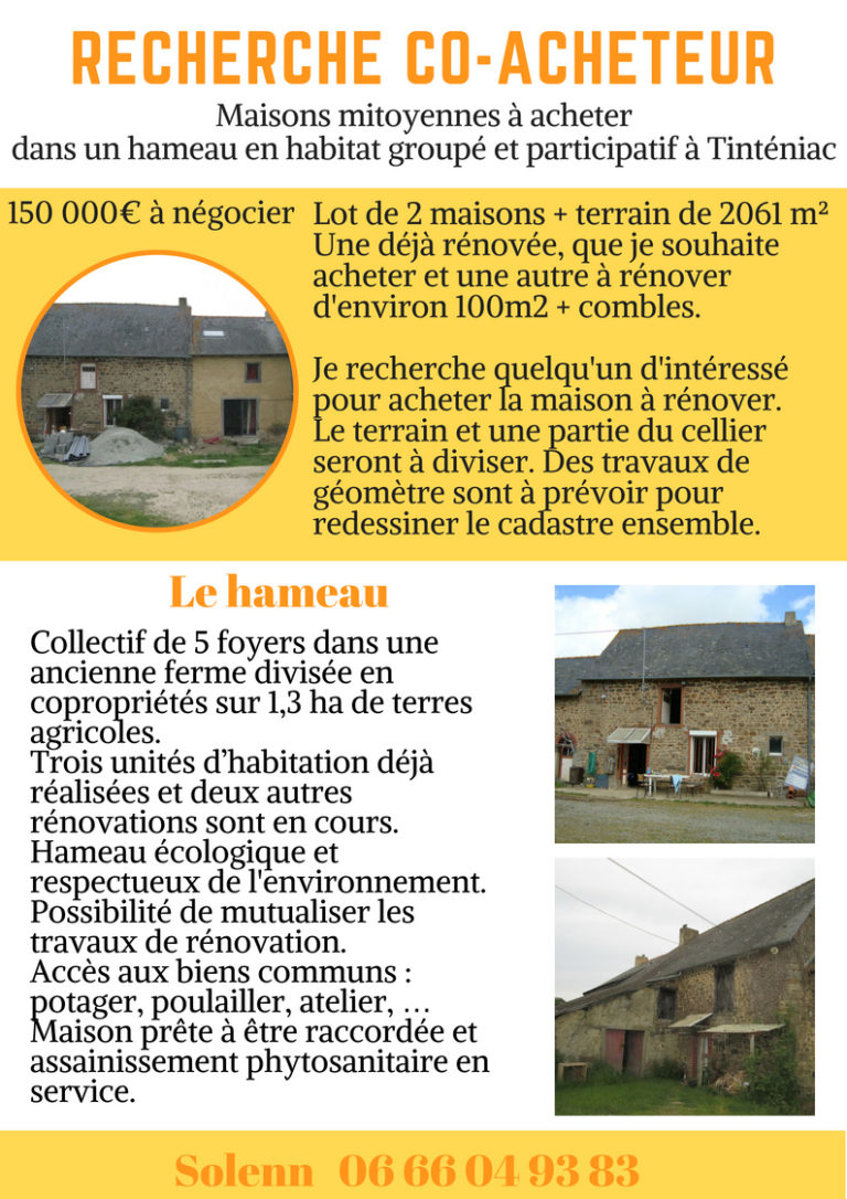 Maison à rénover en vente dans habitat participatif